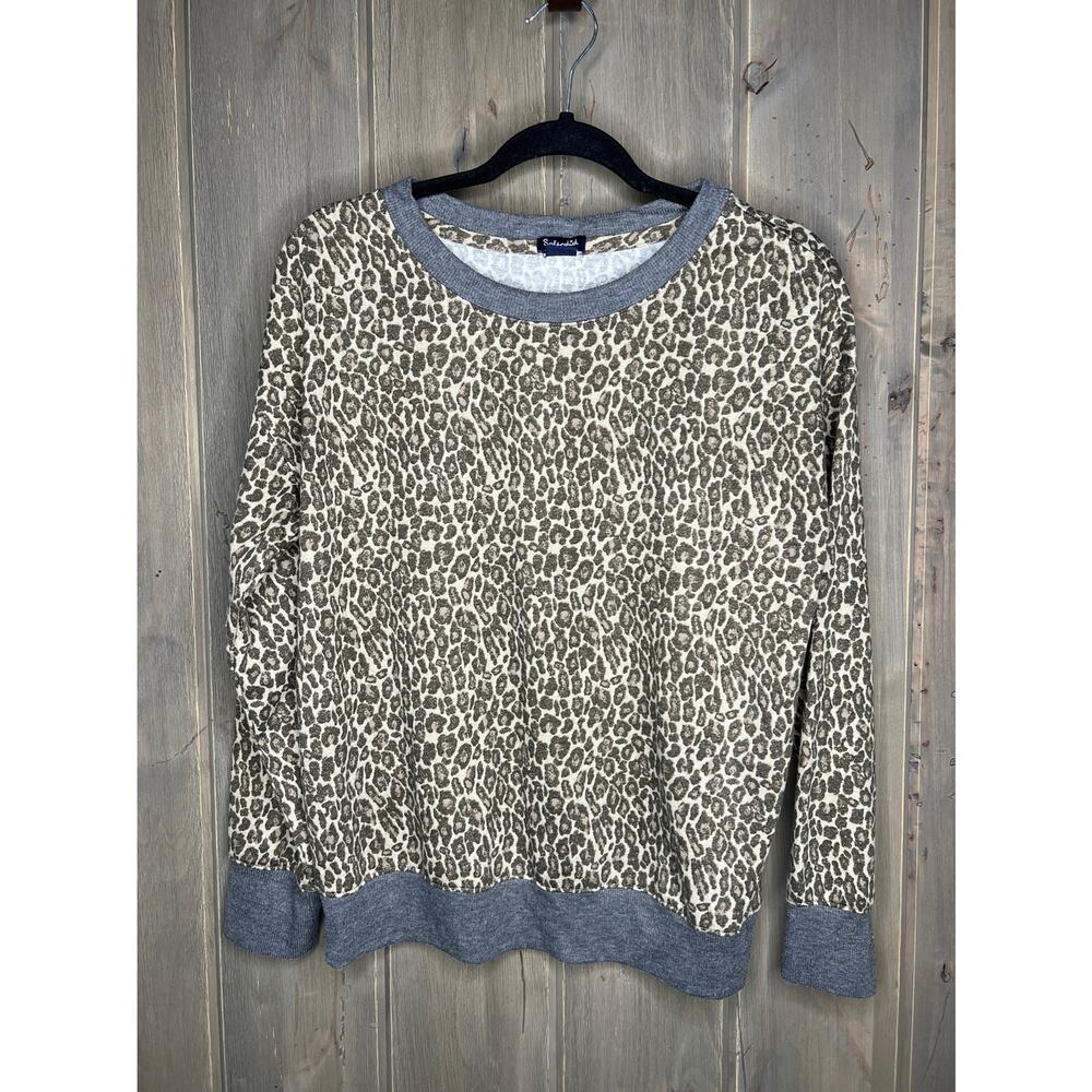 Splendid leopard print lightweight sweater size medium brown tan and gray